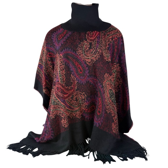 Vintage Original Anthony Poncho Womens “missy Size” Turtle Neck Fringe (621) - Picture 1 of 13
